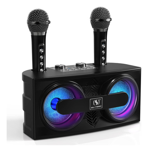 Máquina De Karaoke Con 2 Micrófonos Inalámbricos Uhf Para Ad