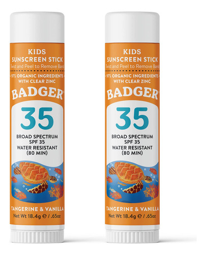 Badger Protector Solar Mineral Spf 35 Para Ninos (paquete De