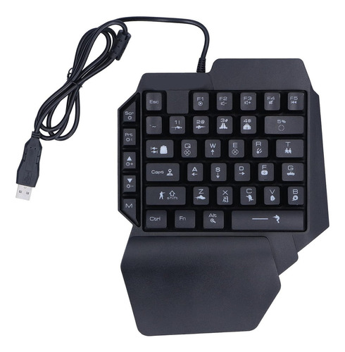 Teclado De Una Mano Gamer Con Teclas Rgb De Membrana Usb Teclado Negro Idioma Español Latinoamérica