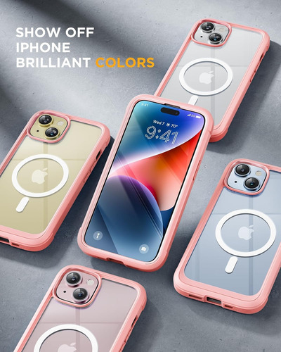 Funda Magnética Para iPhone 15, 15 Plus, 15 Pro, 15 Pro Max, Con Protector De Pantalla De Cristal, A Prueba De Caídas Militares, Protector Magsafe