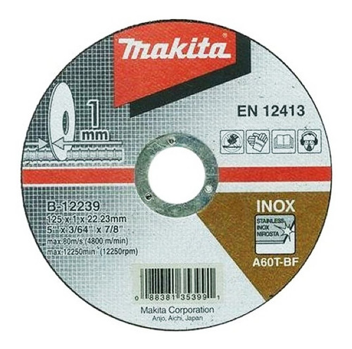 Disco Abrasivo De Corte 5  X 1mm Grano A60t-bf Makita