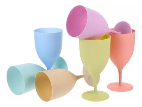 6 Copas Plasticas De Colores Pasteles