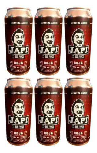Pack X6 Cerveza Japi Amber Roja El Bananero 473ml