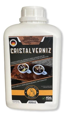 Verniz Cristal Atóxico Wood Wood Incolor Base De Água 900 Ml Acabamento Brilhante