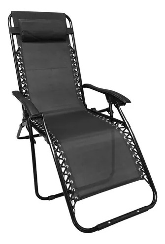 Silla Tumbona Ajustable Reposar Reposadera Negra 