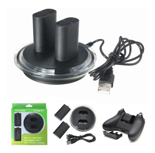 Kit Base Cargadora Doble Xbox One + 2 Baterias Usb 4420y4