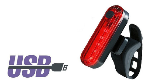 Luz Linterna Recargable Usb Led Bicicleta Trasera Roja 50lm