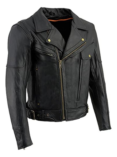 Chaqueta De Cuero Negra Milwaukee Leather Lkm1770 Para Hombr