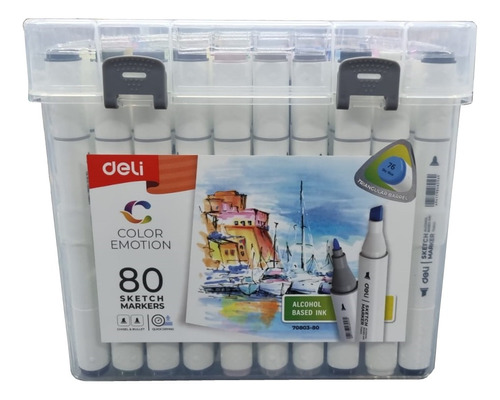Caja Marcadores Doble Punta Deli Sketch Color Emotion X 80