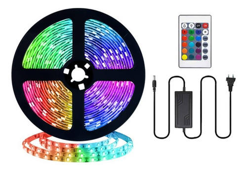 Cinta Tira Luces Led Rgb C/control Y Enchufe 5 Mts Ledstar