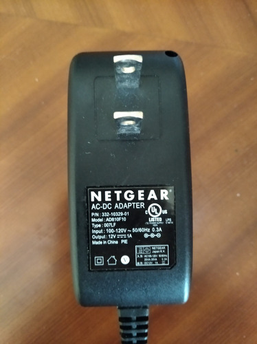 Transformador 12v (dc) 1a// Marca Netgear