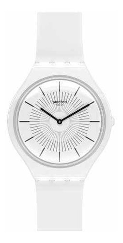 Reloj Swatch Blanco De Mujer Extra Chato Skinpure Svow100