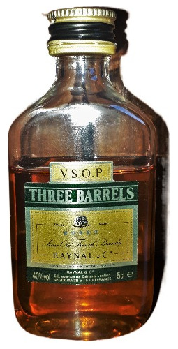 Botellita Miniat. Rare Old French Brandy Three Barrels Vsop 