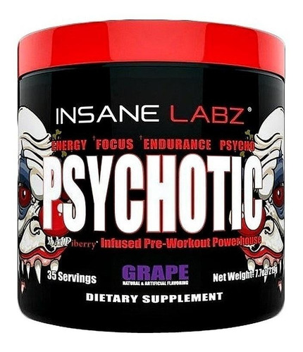 Imagen 1 de 1 de Suplemento en polvo Insane Labz Psychotic psychotic blend sabor uva en pote de 216g