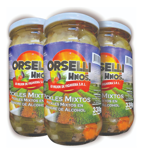 Pickles Mixtos En Vinagre Orselli Hnos  12x330g Mayorista