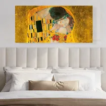 Comprar Cuadro El Beso De Klimt 120*40 Mural Dormitorio  En Bastidor
