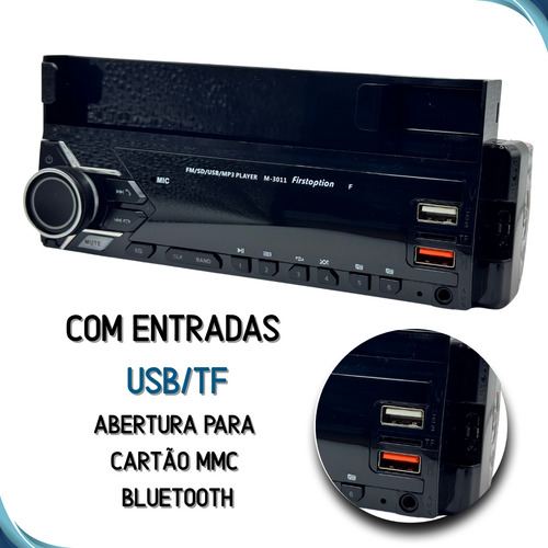 Rádio Mp3 1 Din Com Suporte Celular Onix 2016 2017 2018 2019