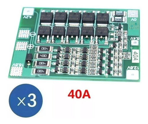 Pack 3x 4s 40a Bms Circuito Cargador Baterías Li-ion 4x3.7v