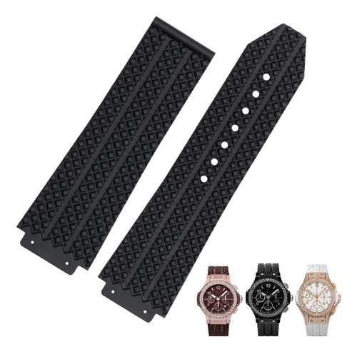 Pulseira Para Relógio Hublot Big Bang Pneu Preta 17x25mm