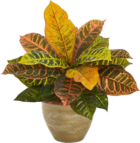 15 Pulgadas Garden Croton Planta Artificial En Maceta D...