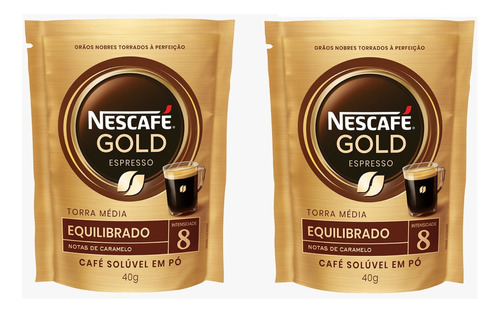2 Cafés Solúvel Em Pó Nescafé Gold Intensidade 8 Equilibrado
