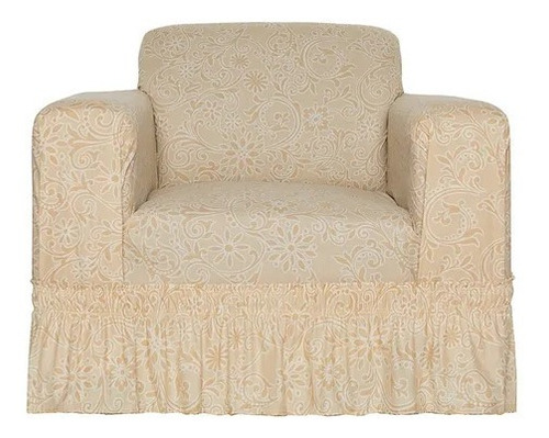 Cubresalas Jenny 1 Plaza Dorado Faldon Ajustable Color Beige Floral