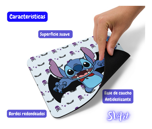 Mouse Pad Svart Diseño Stich Vampiro Halloween