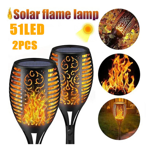 2 Luces Solares 51 Led Antorcha Impermeable Piso