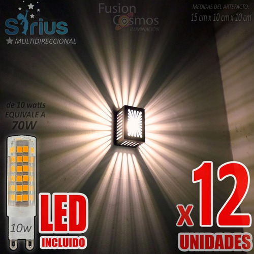 Luz Exterior Artefacto Proyecta Iluminacion Led Pack X12u