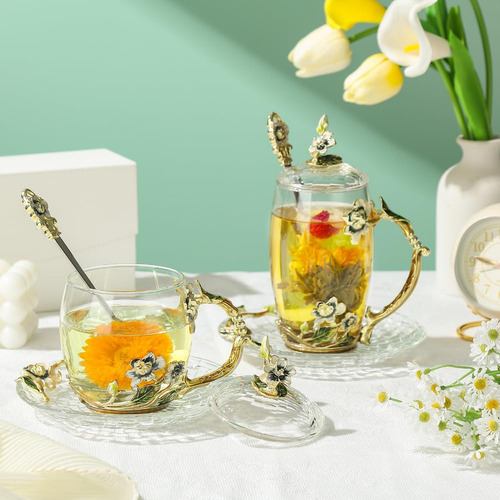 Taza De Vidrio Para Café Con Cuchara, 340 Ml Set De Regalo