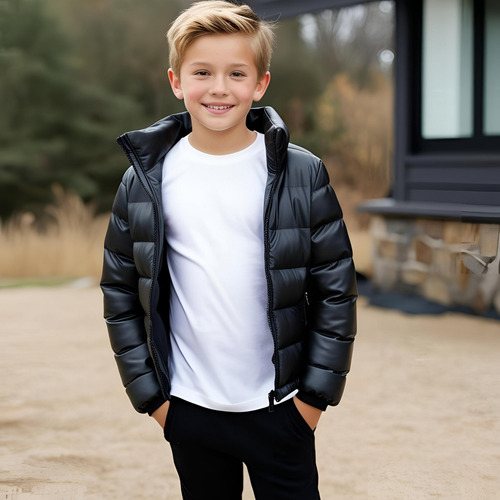 Jaqueta Puffer Infantil Masculino Pelinhos E Touca Inverno