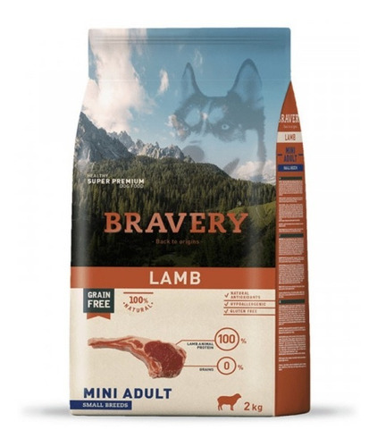 Bravery Lamb Mini Adulto Small Breeds 2kg Razas Mascotas