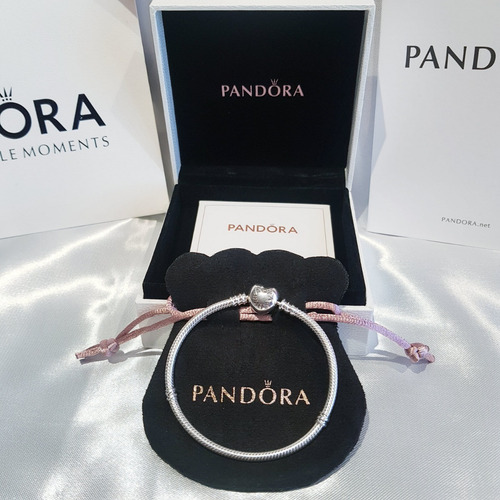 Imagen 2 de 10 de Pulsera Pandora Corazón 100% Original Ale Plata 925