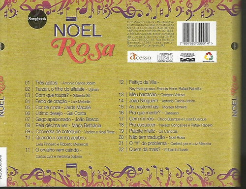 Cd - Noel Rosa - Songbook - Tom Jobim, Djavan, Gil, Caetano (Usado)