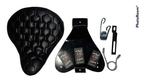 Asiento Bobber Chopper Exagonos Negro Con Base Resortes