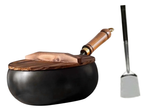 A 9.45 '' Wok De Fondo Plano De Hierro Wok Con Manija De