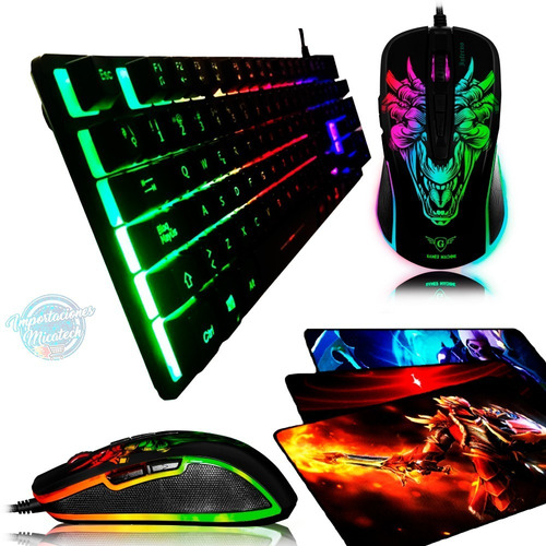 Kit Gamer 3 En 1: Tecladocyb Xtreme + Mouse Mic Inferno+ Pad