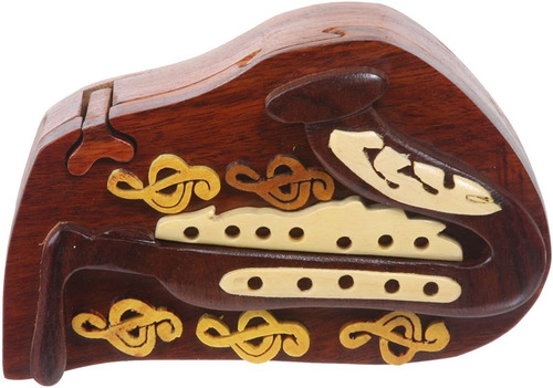 Handcrafted Wooden Musical Instrument Secret Jewelry Puzzle 