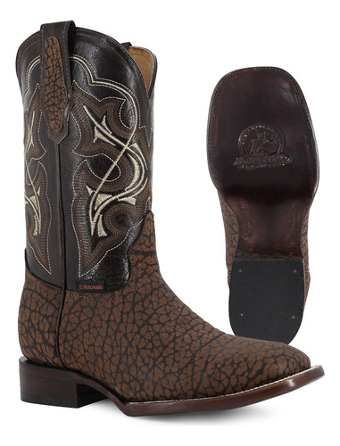 Bota Vaquera Para Hombre Cuello De Toro Genuino El Malcreado Miel Piel Exotica 25,5 Mx
