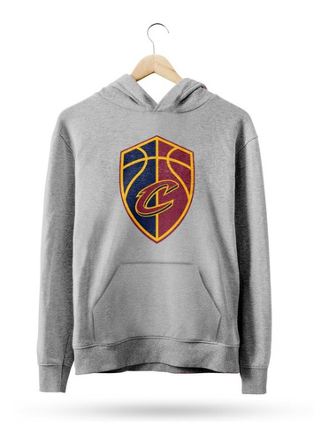  Buzo Canguro Nba Cleveland Cavaliers Logo Nuevo Gris