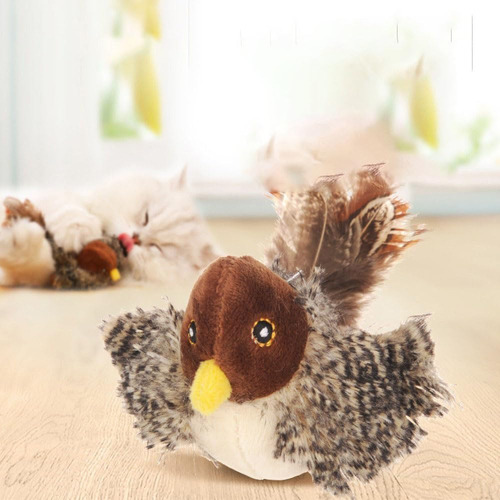 Chirping Bird Cat Toy Flapping Wings, Flapping Bird Cat