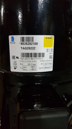 Compresor 5 Hp Tecumseh Frances R404a 220v Tag2522z