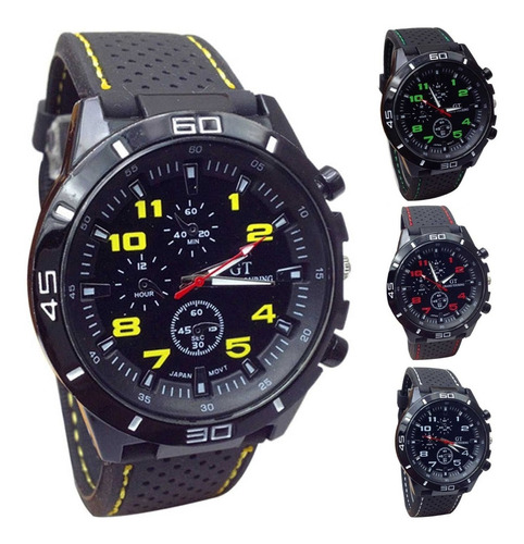 Reloj Deportivo Para Hombre Cuarzo Silicona Costuras Color