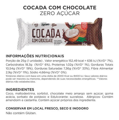 Doce De Coco Cocada Com Chocolate Zero Açúcar Latam