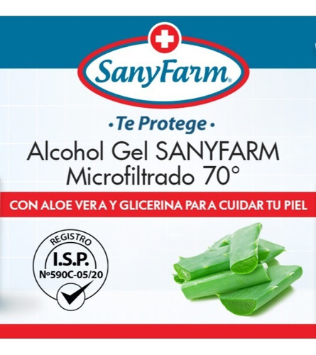 Alcohol Gel 70° De 140 Ml. Sanyfarm Con Aloe Vera Glicerina Fragancia Neutra