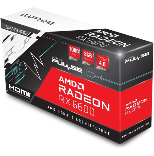 Imagen 8 de 10 de Placa De Video Sapphire Pulse Rx 6600 Gaming 8gb 2 Coolers F