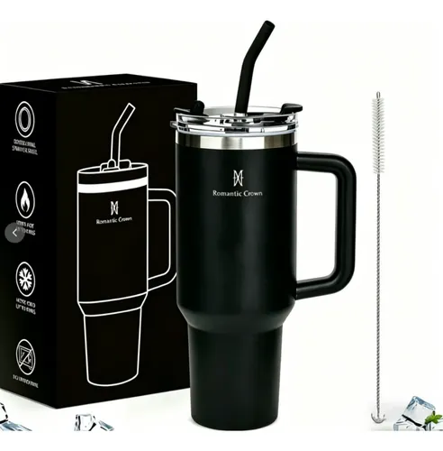 Copo Térmico Gigante 1,2l Inox Com Tampa E Inox Canudo