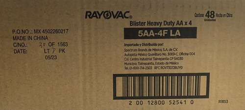 Caja De Pilas Rayovac Heavy Duty Aa4 (48 Blister De 4 Uni)