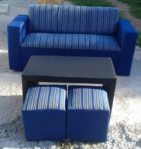 Sillón 3 Cuerpos Con Mesa Y Puff