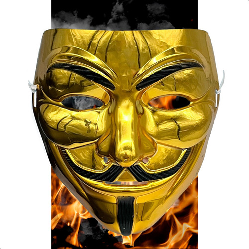 Máscara Dorada Anonymous Venganza V  Disfraz Halloween Color Dorado